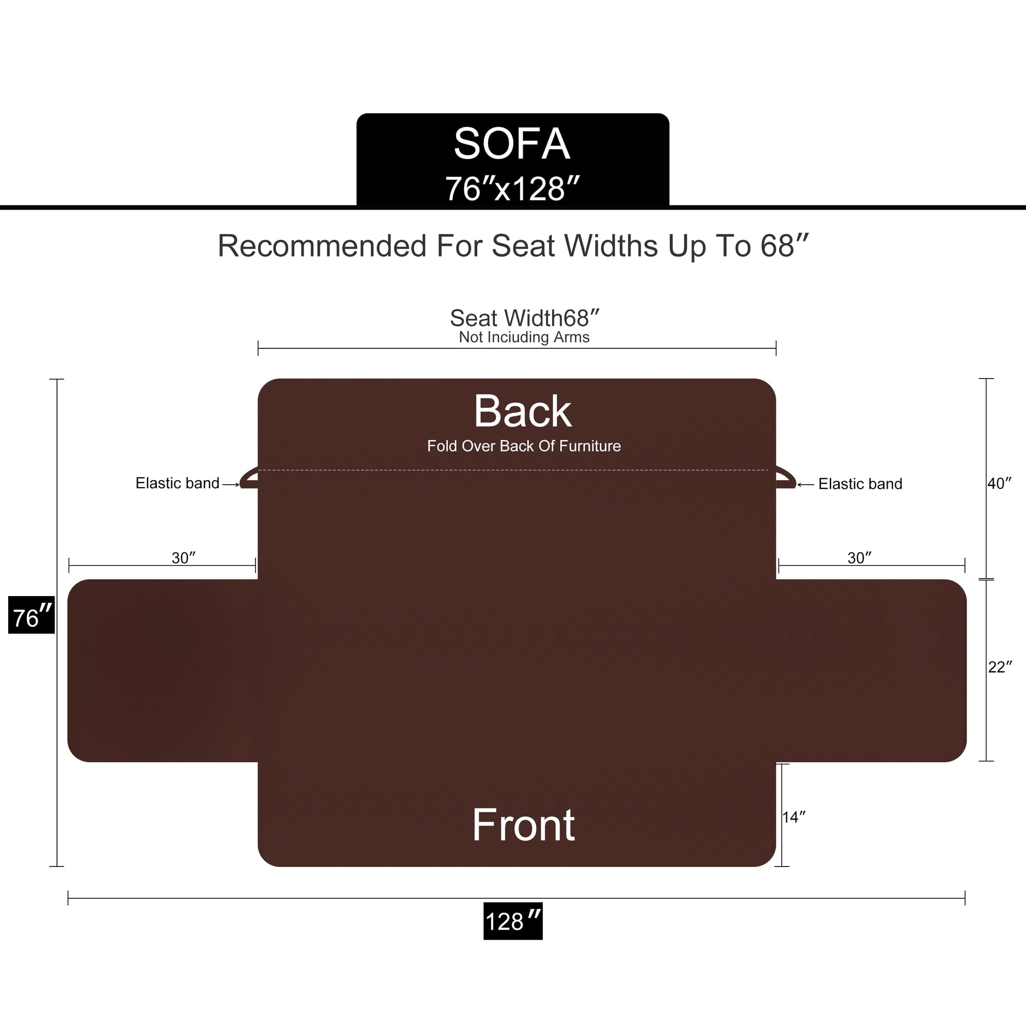U-NICE HOME Reversible Sofa Cover 3-Seater, Washable, Water Repellent, Elastic Straps, Chocolate/Beige
