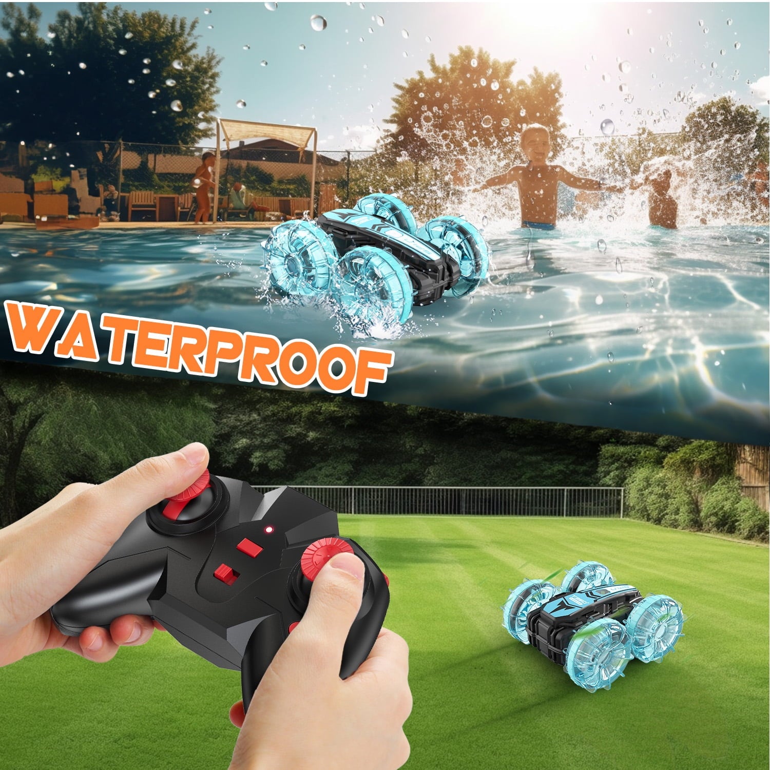RC Car for Kids, 2.4 GHz Amphibious Remote Control Cars All Terrain Toys Boys Girls Gifts